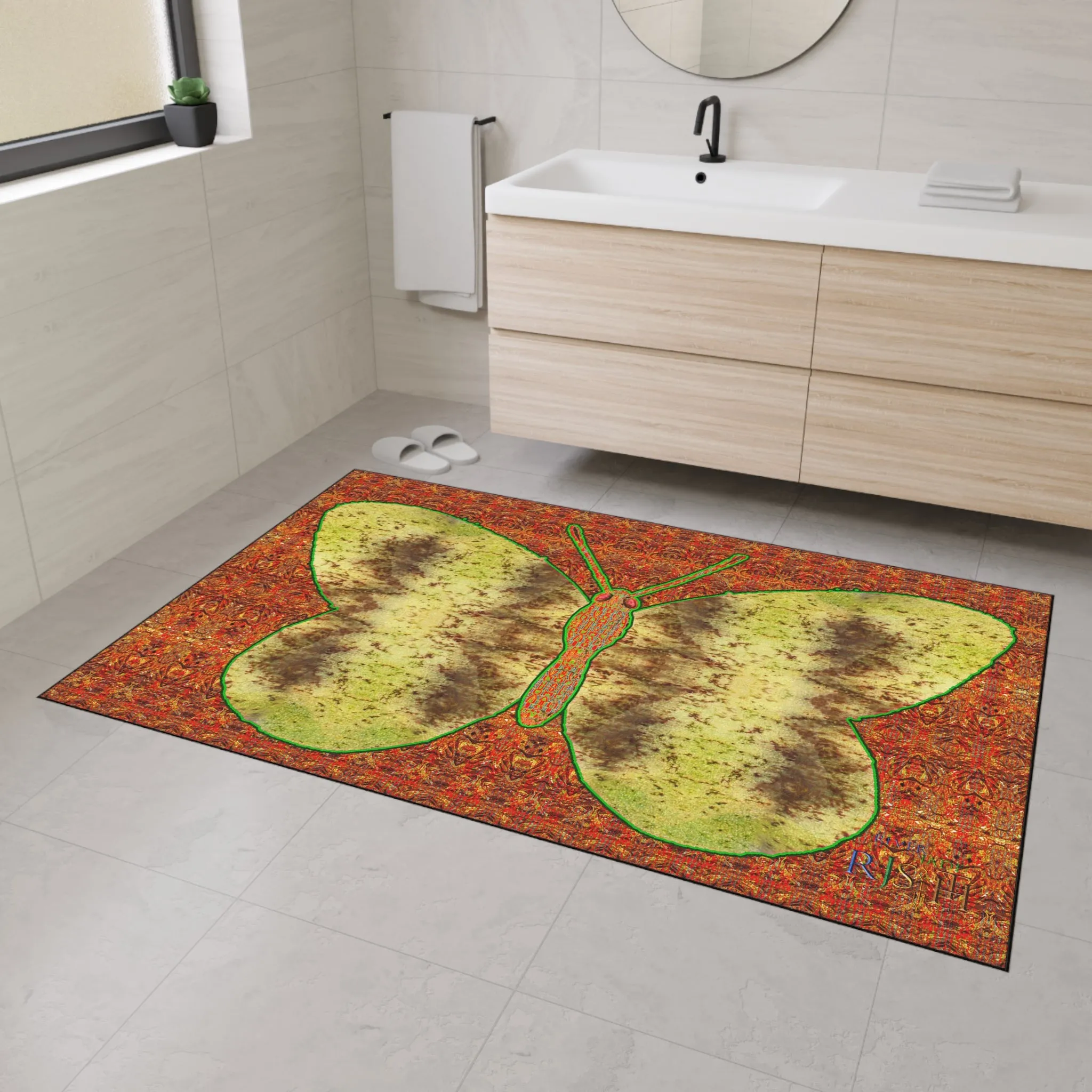 Heavy Duty Floor Mat (Butterfly Glade Denizen & Samhain Dream Thaw 15 & Orange Logo@Alchemic) RJSTH@Fabric#2_15 of 16 RJSTHw2025 RJS