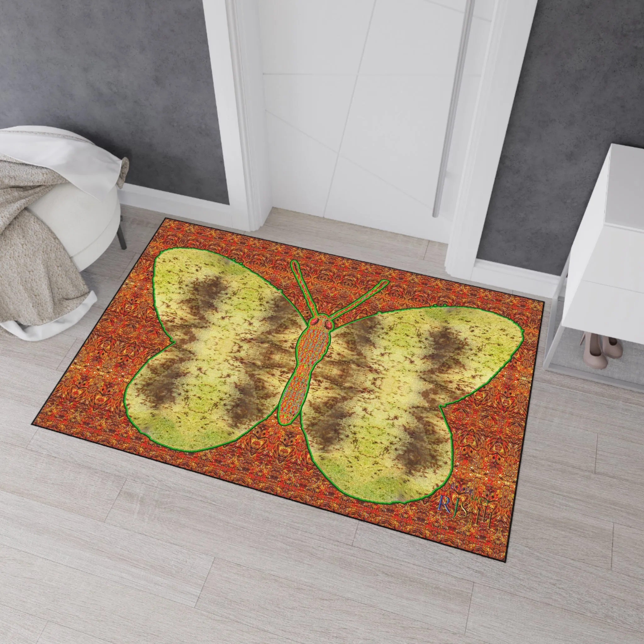 Heavy Duty Floor Mat (Butterfly Glade Denizen & Samhain Dream Thaw 15 & Orange Logo@Alchemic) RJSTH@Fabric#2_15 of 16 RJSTHw2025 RJS