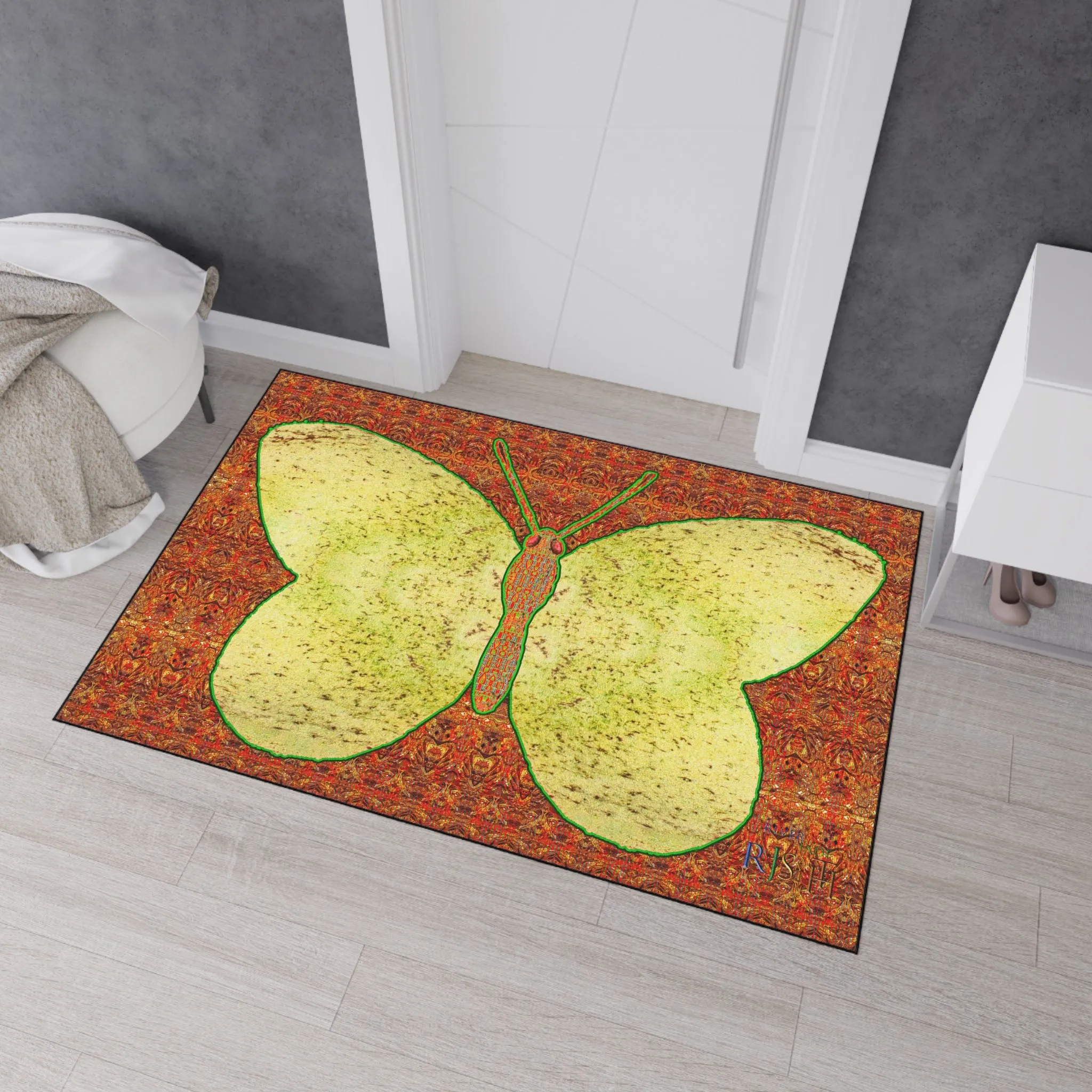 Heavy Duty Floor Mat (Butterfly Glade Denizen & Samhain Dream Thaw 15 & Orange Logo@Alchemic) RJSTH@Fabric#2_16 of 16 RJSTHw2025 RJS