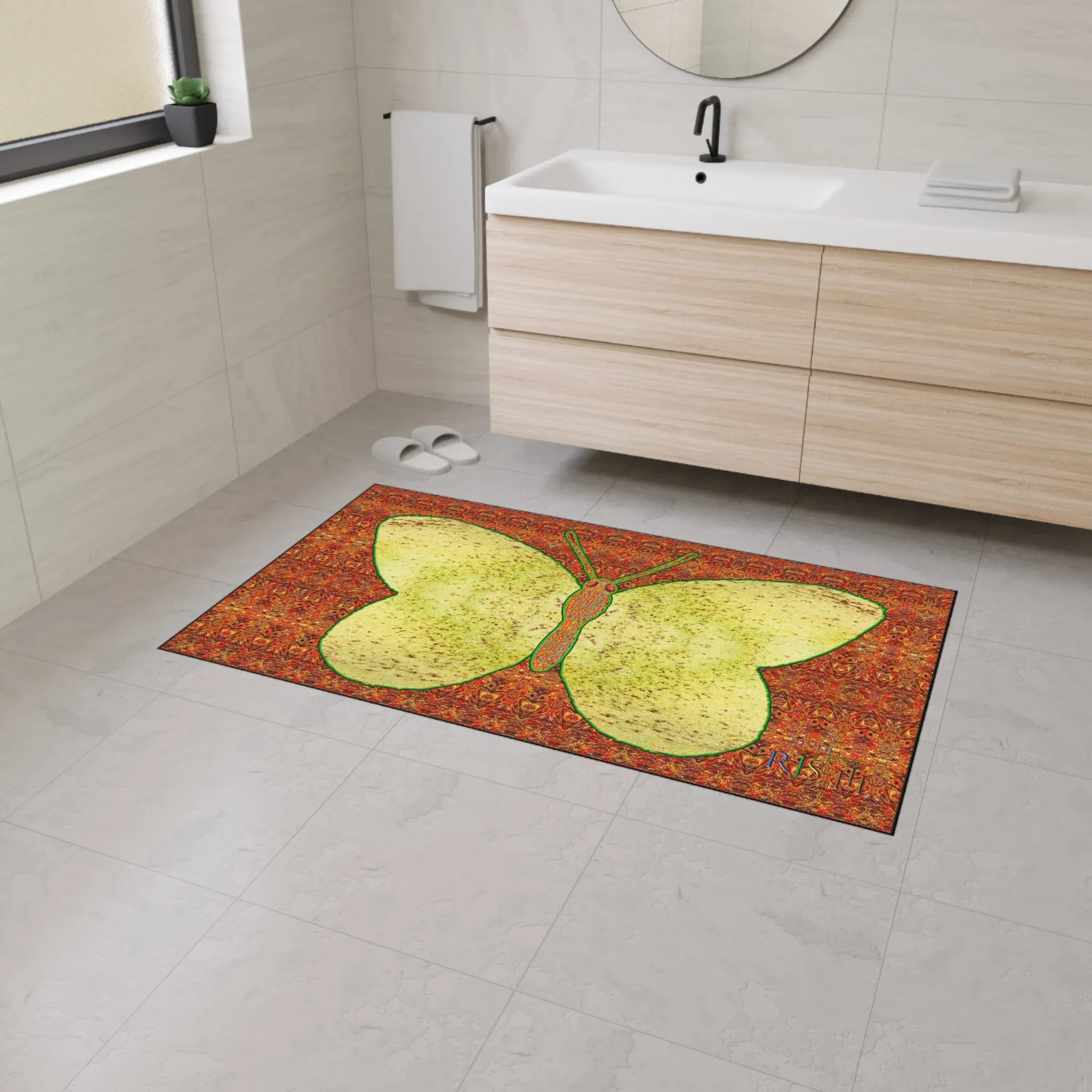 Heavy Duty Floor Mat (Butterfly Glade Denizen & Samhain Dream Thaw 15 & Orange Logo@Alchemic) RJSTH@Fabric#2_16 of 16 RJSTHw2025 RJS