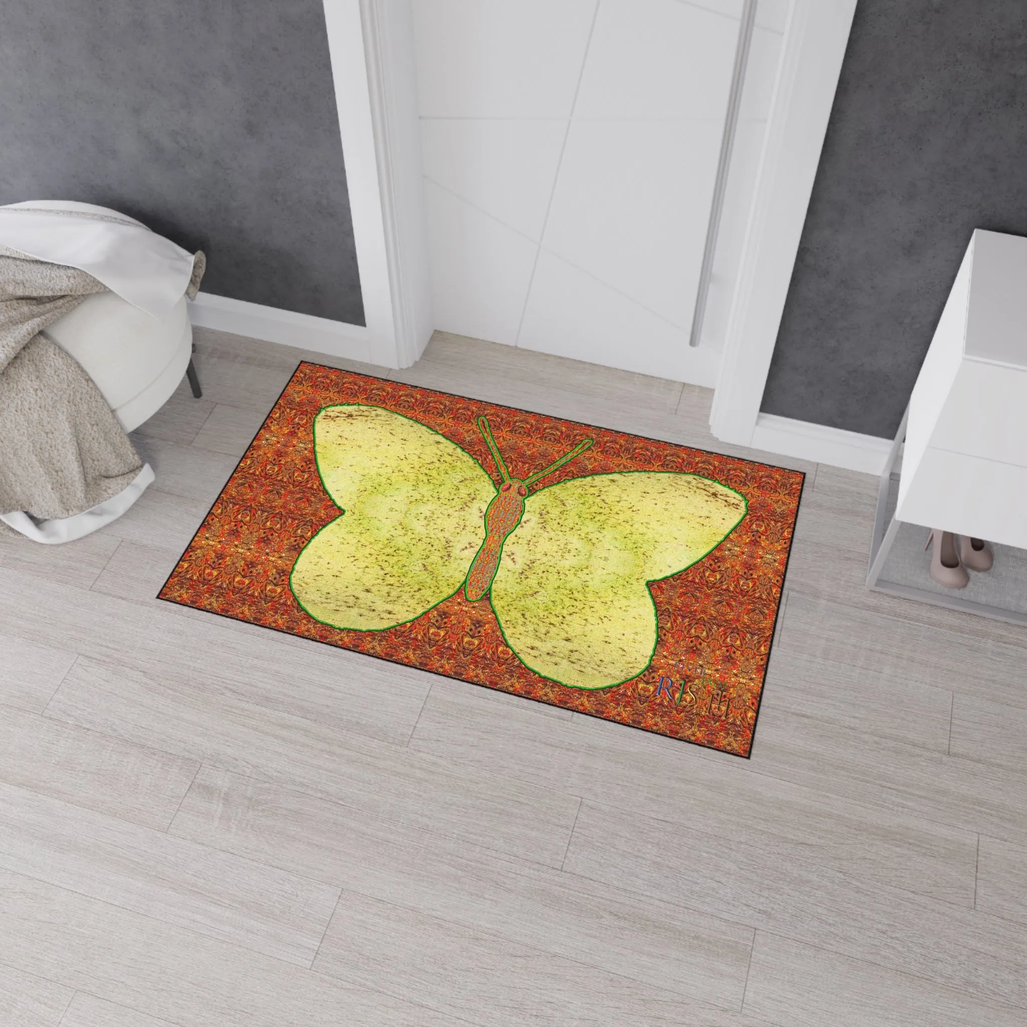 Heavy Duty Floor Mat (Butterfly Glade Denizen & Samhain Dream Thaw 15 & Orange Logo@Alchemic) RJSTH@Fabric#2_16 of 16 RJSTHw2025 RJS