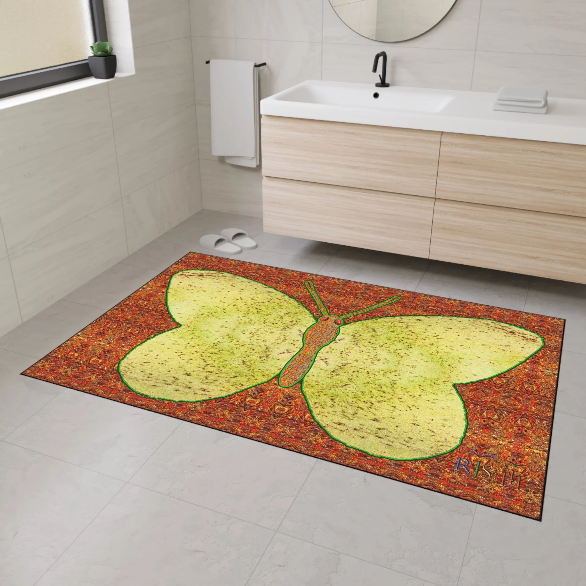 Heavy Duty Floor Mat (Butterfly Glade Denizen & Samhain Dream Thaw 15 & Orange Logo@Alchemic) RJSTH@Fabric#2_16 of 16 RJSTHw2025 RJS