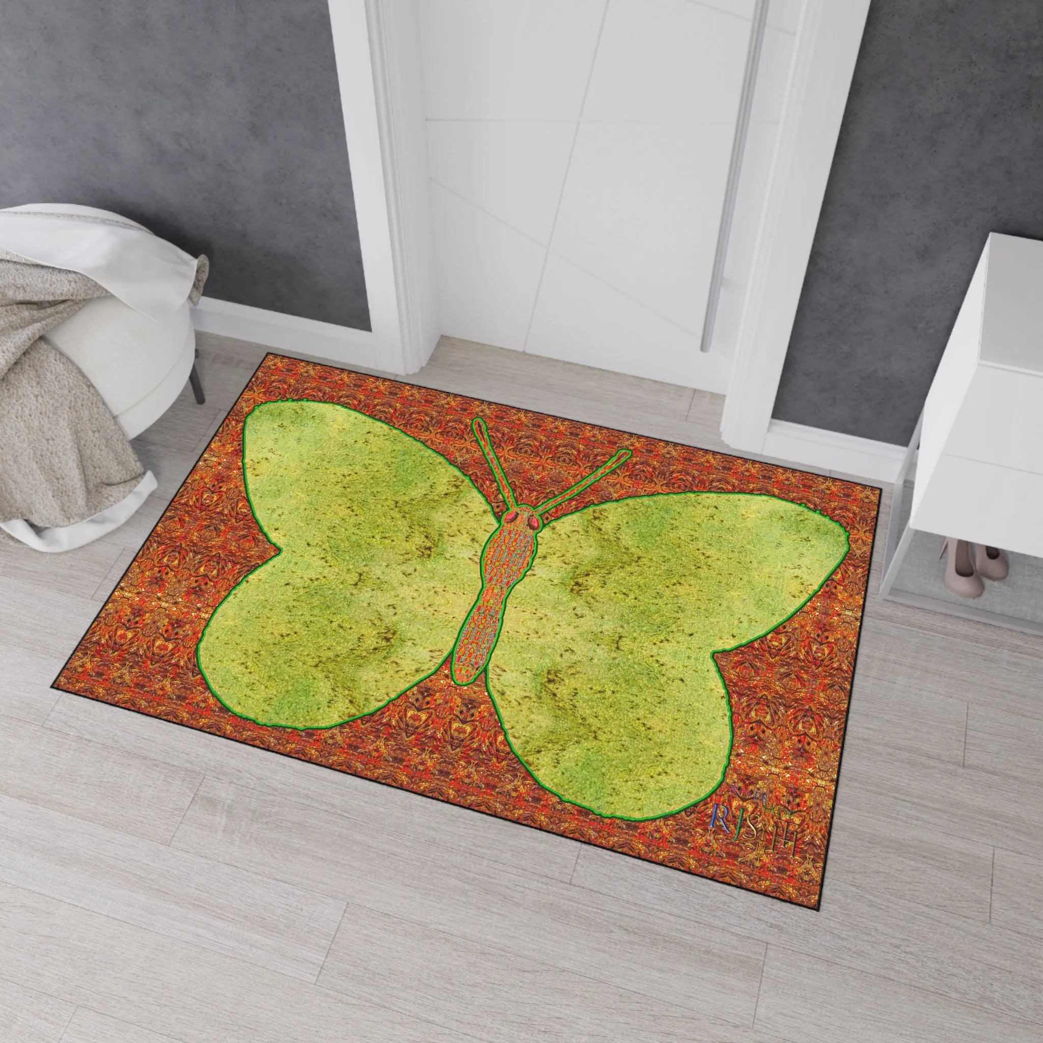 Heavy Duty Floor Mat (Butterfly Glade Denizen & Samhain Dream Thaw 15 & Orange Logo@Alchemic) RJSTH@Fabric#2_4 of 16 RJSTHw2025 RJS