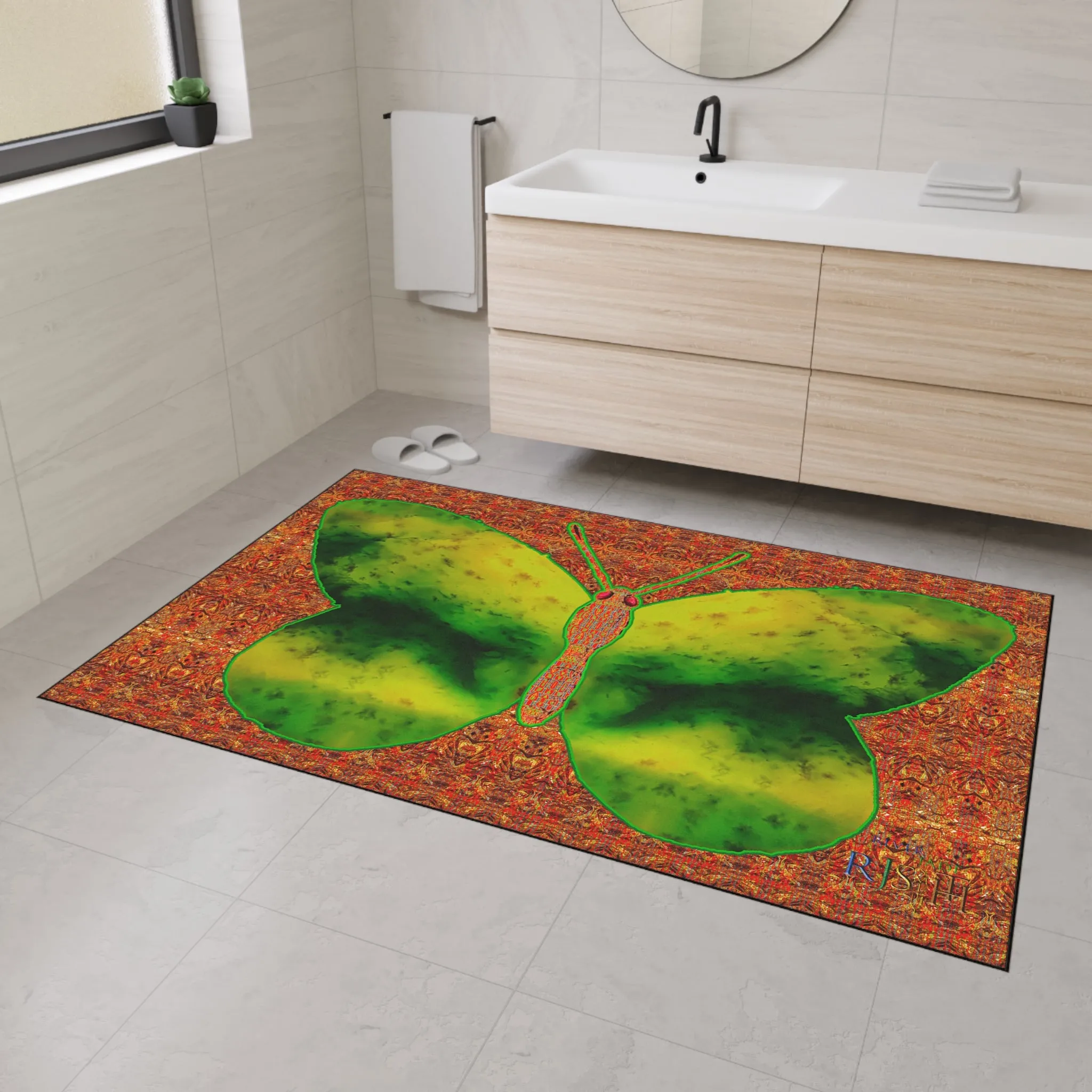 Heavy Duty Floor Mat (Butterfly Glade Denizen & Samhain Dream Thaw 15 & Orange Logo@Alchemic) RJSTH@Fabric#3_16 of 16 RJSTHw2025 RJS
