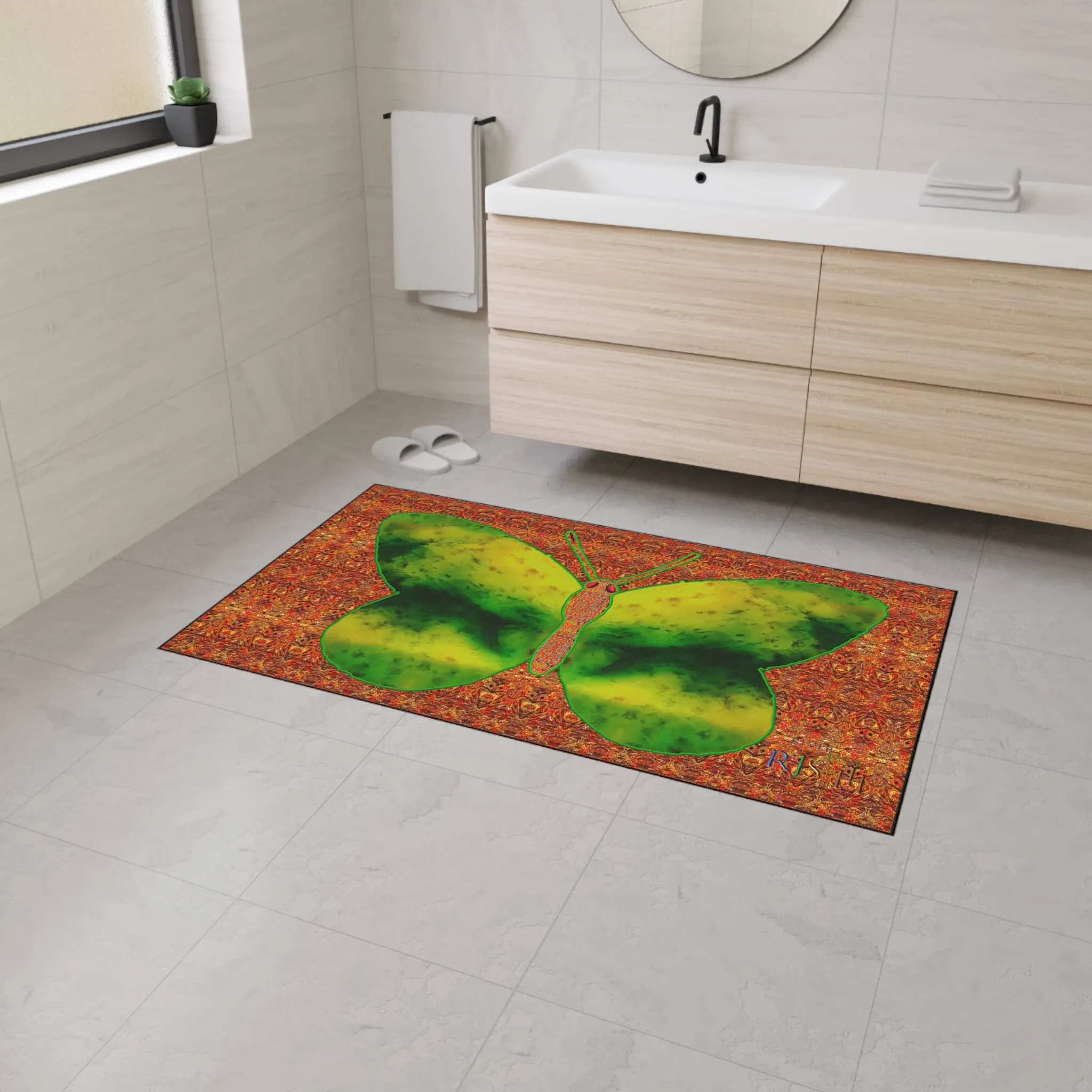 Heavy Duty Floor Mat (Butterfly Glade Denizen & Samhain Dream Thaw 15 & Orange Logo@Alchemic) RJSTH@Fabric#3_16 of 16 RJSTHw2025 RJS