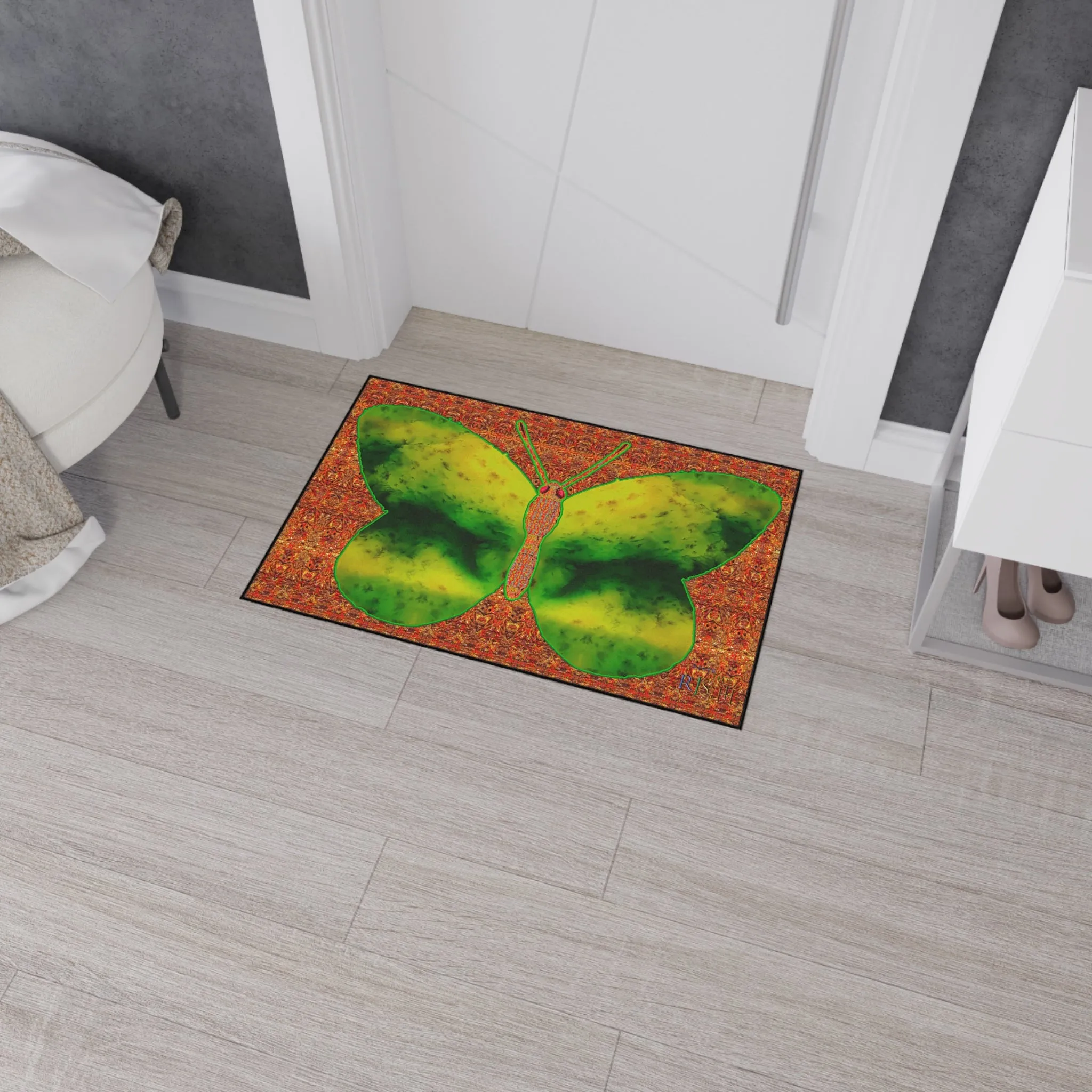 Heavy Duty Floor Mat (Butterfly Glade Denizen & Samhain Dream Thaw 15 & Orange Logo@Alchemic) RJSTH@Fabric#3_16 of 16 RJSTHw2025 RJS
