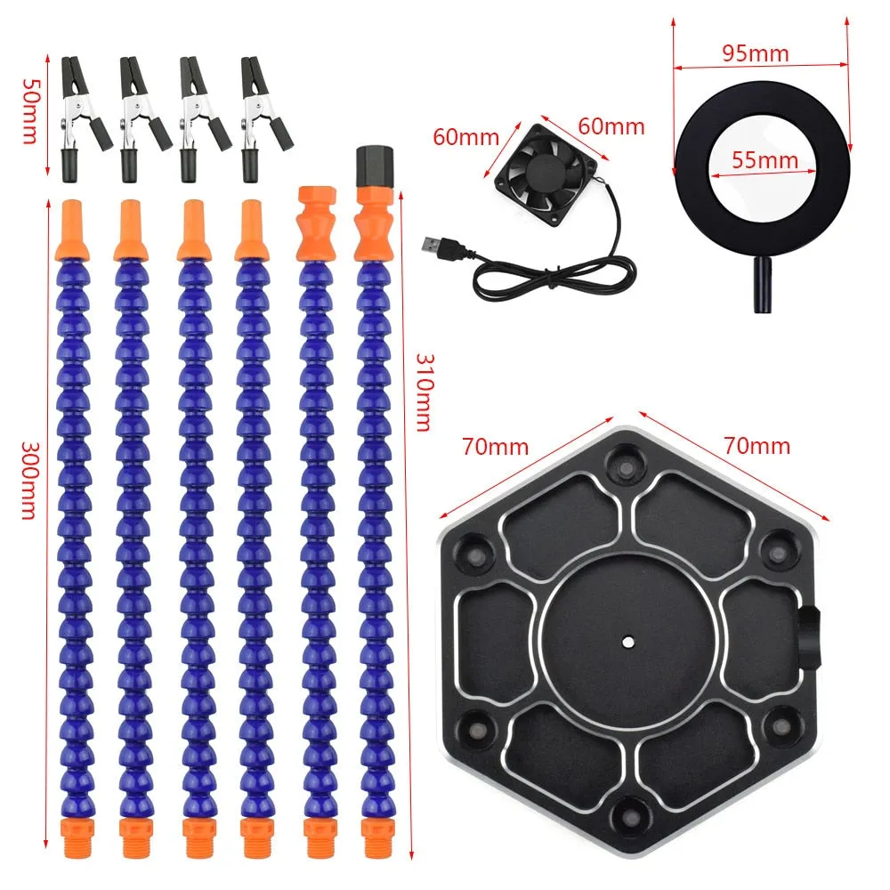 Helping Hands Third Arm Soldering Work Station 6 Flexible Arms with Precision 360 Degree Alligator Clip USB 3X Magnifier Model Games Workshop and Assembly Electronics PCB Board