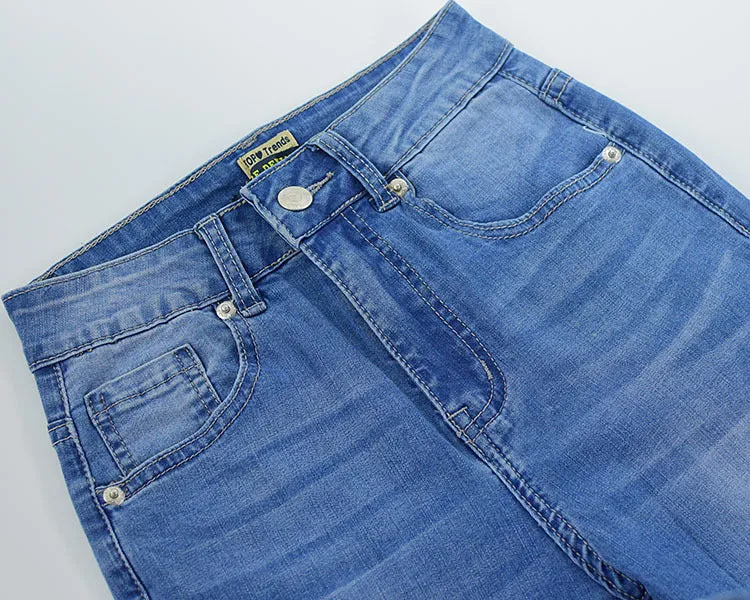 High Waist Slim Stretch Wash Irregular Jeans