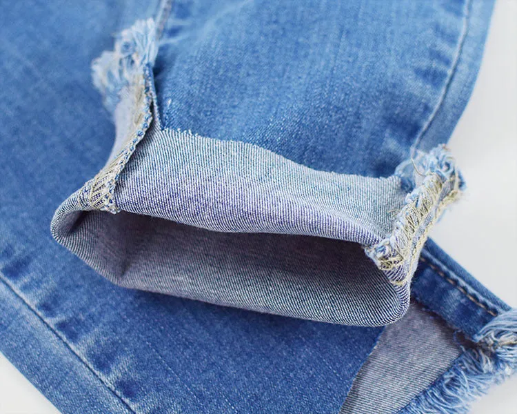 High Waist Slim Stretch Wash Irregular Jeans