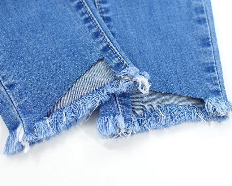 High Waist Slim Stretch Wash Irregular Jeans