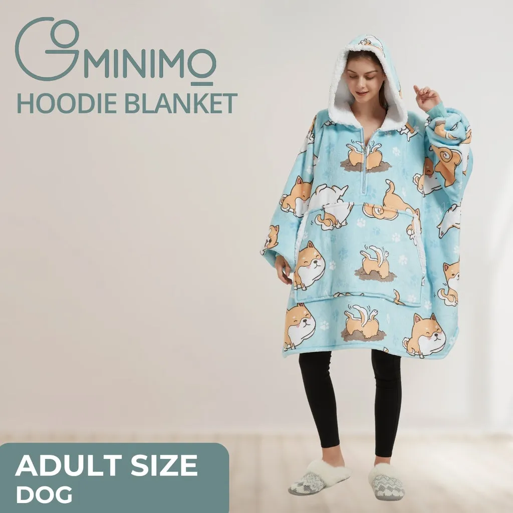 Hoodie Blanket Adult (Blue Dog）
