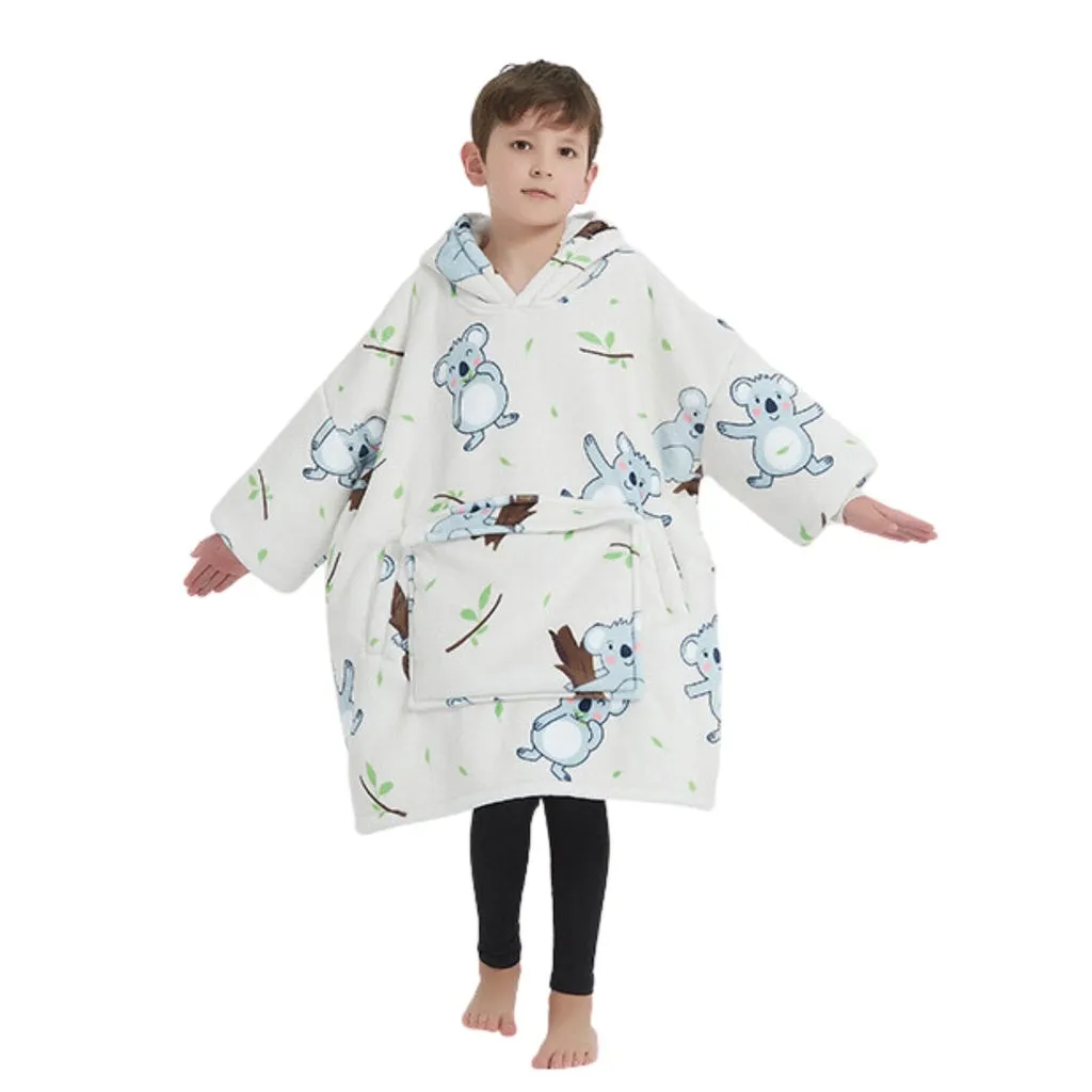 Hoodie Blanket (Kids Koala Bear White) GO-HB-140-AYS
