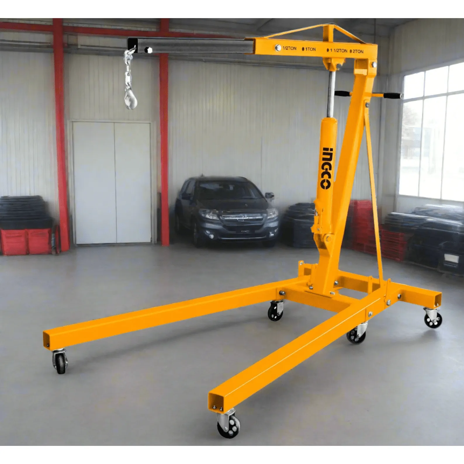 Ingco 2-Ton Hydraulic Engine Crane with Adjustable Lifting Range – HEC21-1 & HEC21-2