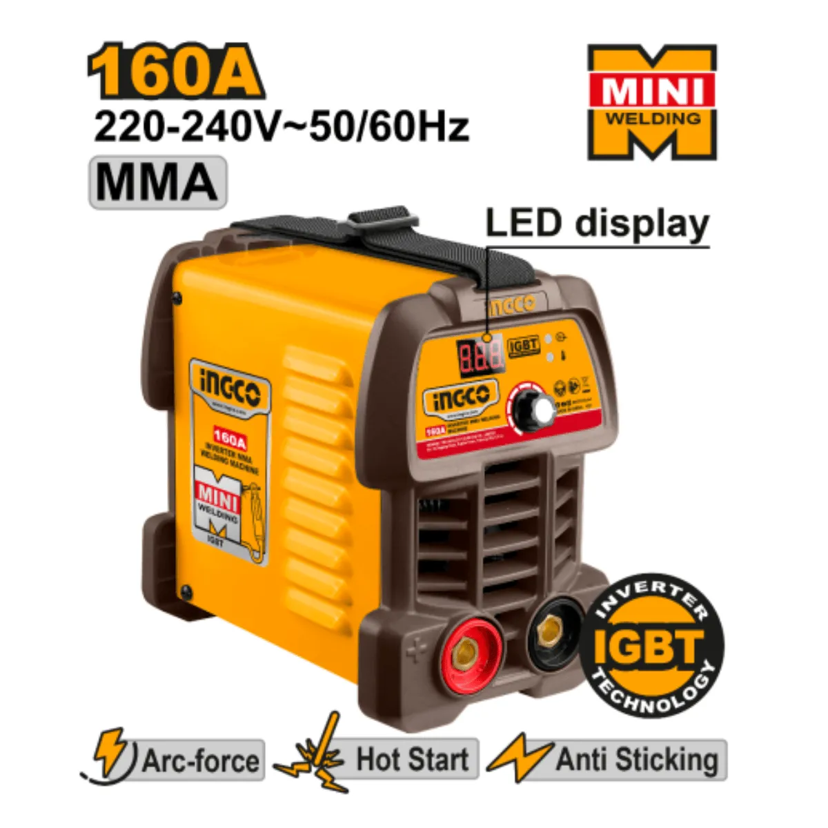 Ingco IGBT Inverter MMA Welding Machine 160A with 30% Duty Cycle - ING-MMA16049