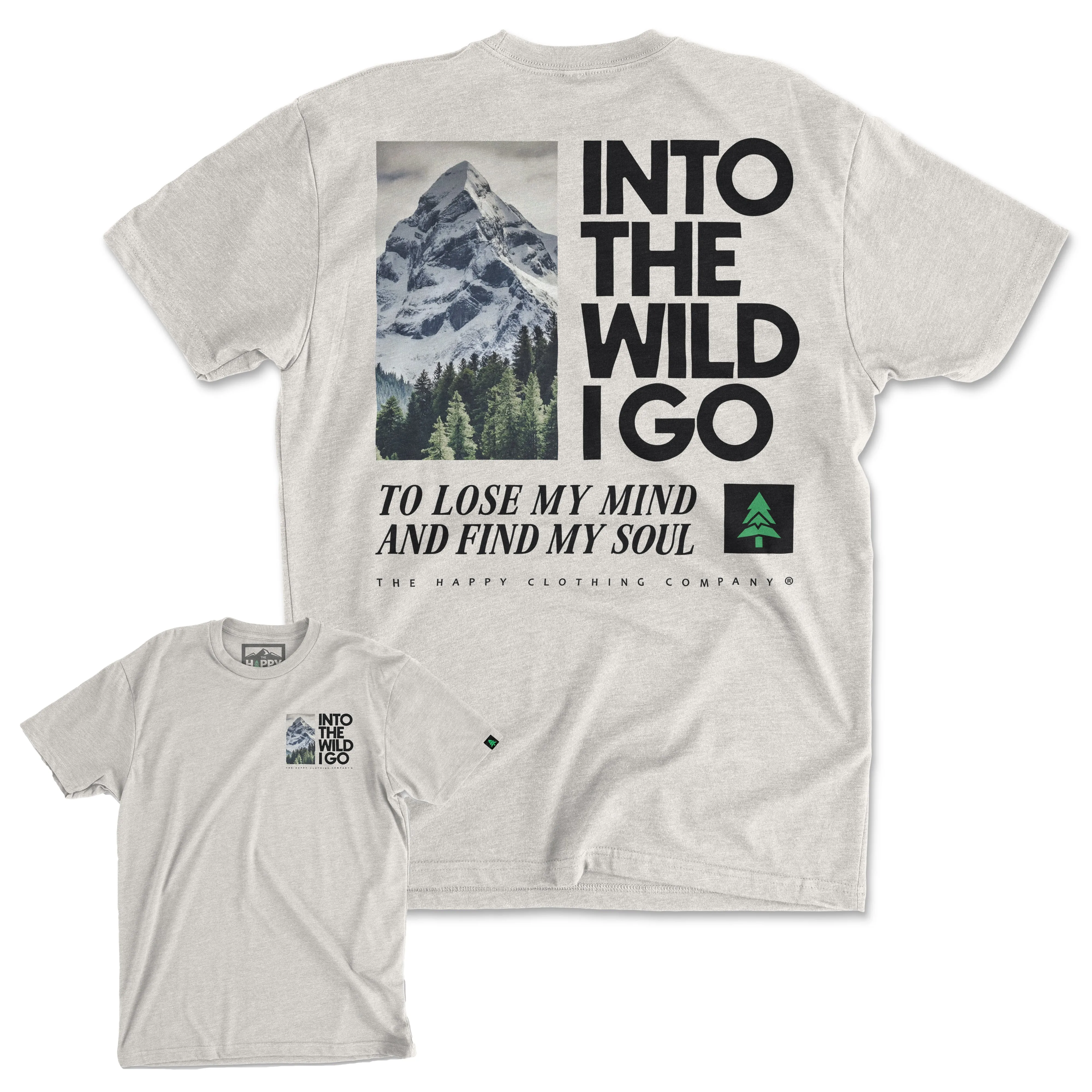 Into The Wild Back Print Peaks & Pines Edition 'Explorer Tee' | Lightweight Blend |