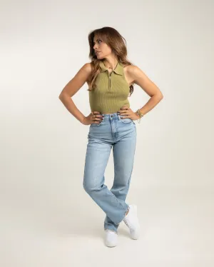 Jean claro stretch con mini slit