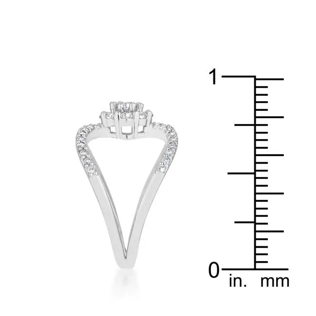 Joyce 0.4ct CZ Rhodium Delicate Floral Wrap Ring