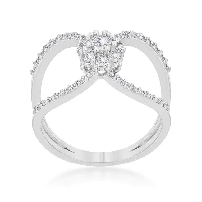 Joyce 0.4ct CZ Rhodium Delicate Floral Wrap Ring