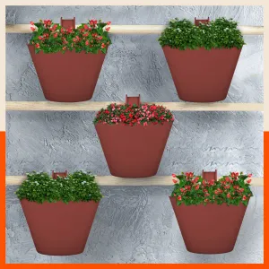 KAI Hanging Oval Planters For Home (Terracota - Set of 5)
