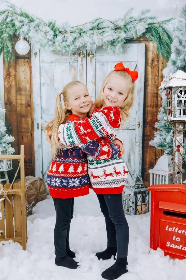 Kate Christmas Barn Door Tree Snow Backdrop Designed by Emetselch
