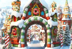 Kate Christmas Candy Snow Street Backdrop for Photography
