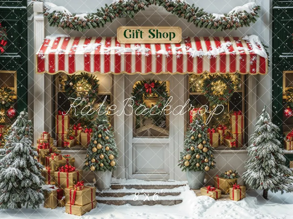 Kate Christmas Gift Shop Snow Backdrop Designed by Emetselch