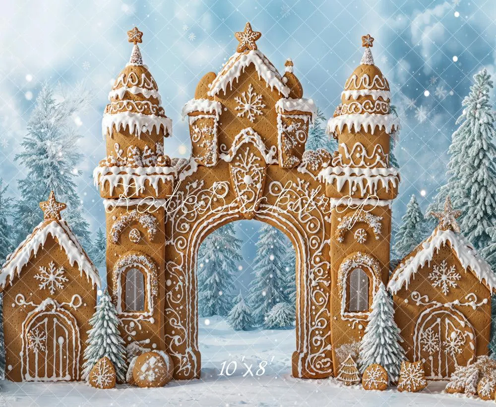 Kate Christmas Gingerbread Castle Snow Backdrop Designed by Emetselch