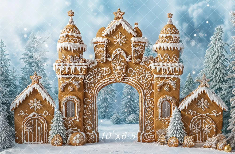Kate Christmas Gingerbread Castle Snow Backdrop Designed by Emetselch