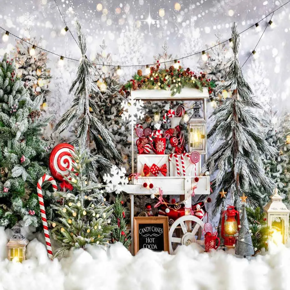 Kate Christmas Hot Cocoa Snow Backdrop Designed by Chain Photography
