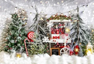 Kate Christmas Hot Cocoa Snow Backdrop Designed by Chain Photography