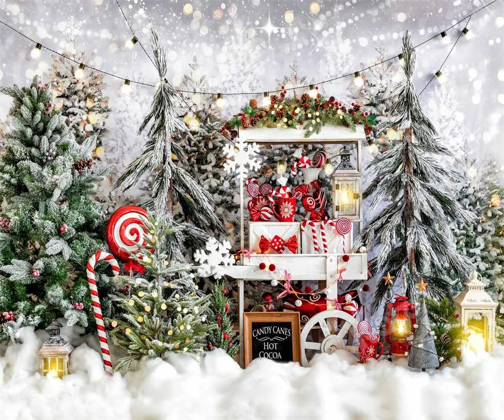 Kate Christmas Hot Cocoa Snow Backdrop Designed by Chain Photography