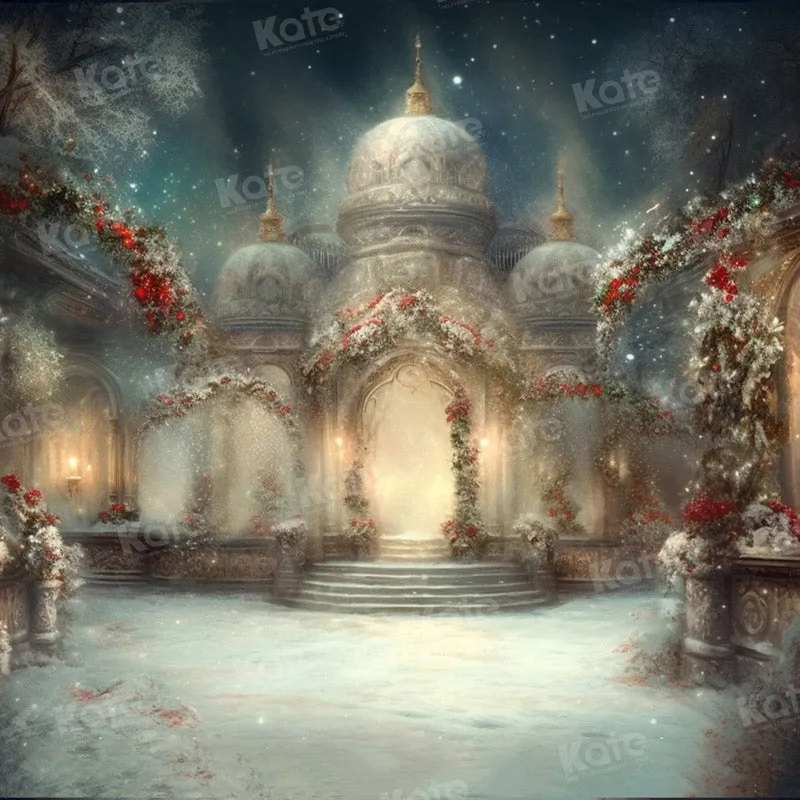Kate Christmas Snow Building Light Festival Backdrop for Photography