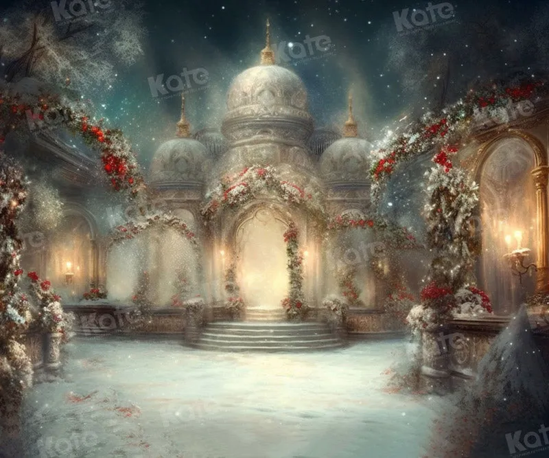Kate Christmas Snow Building Light Festival Backdrop for Photography