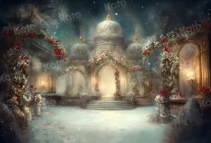 Kate Christmas Snow Building Light Festival Backdrop for Photography