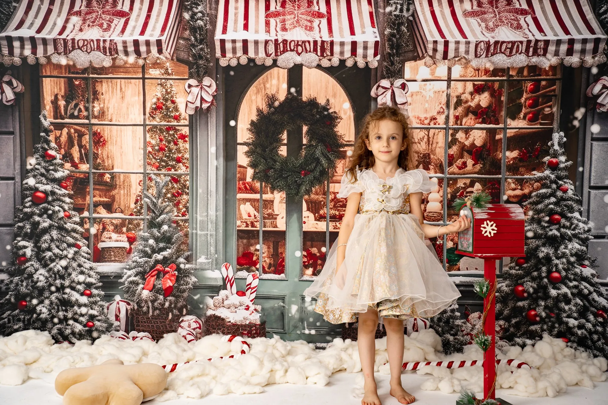 Kate Christmas Snow Cabin Backdrop for Photography