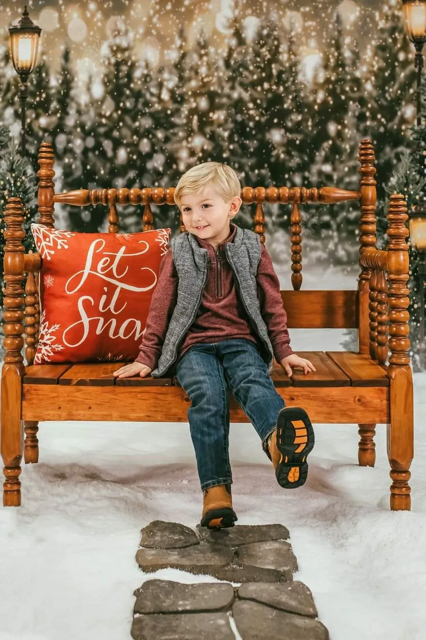 Kate Christmas Snow Forest Lights Backdrop for Photography