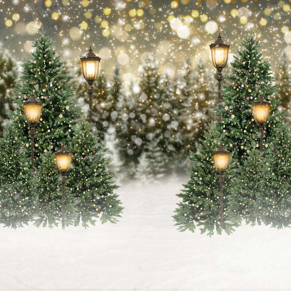 Kate Christmas Snow Forest Lights Backdrop for Photography