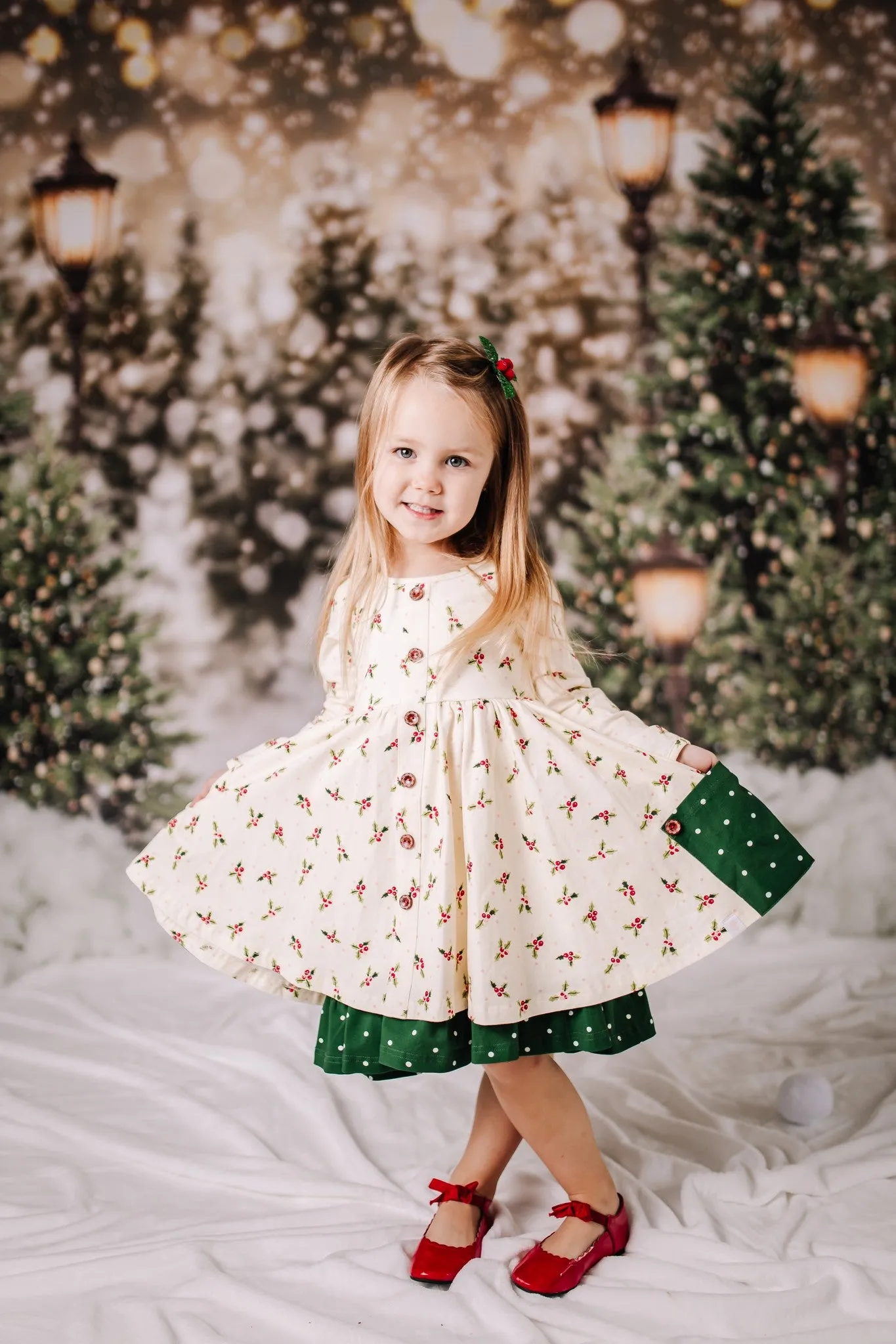 Kate Christmas Snow Forest Lights Backdrop for Photography