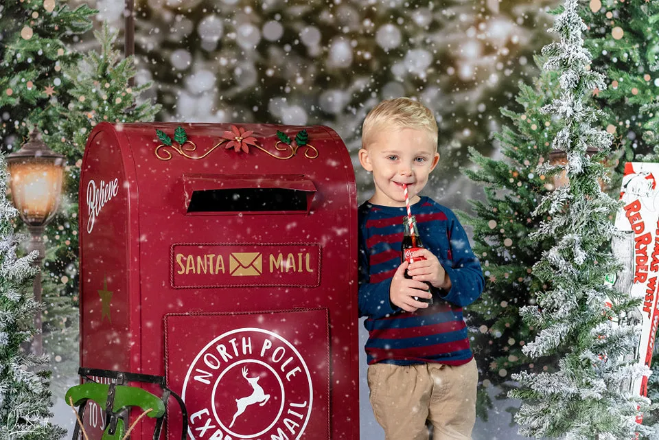 Kate Christmas Snow Forest Lights Backdrop for Photography