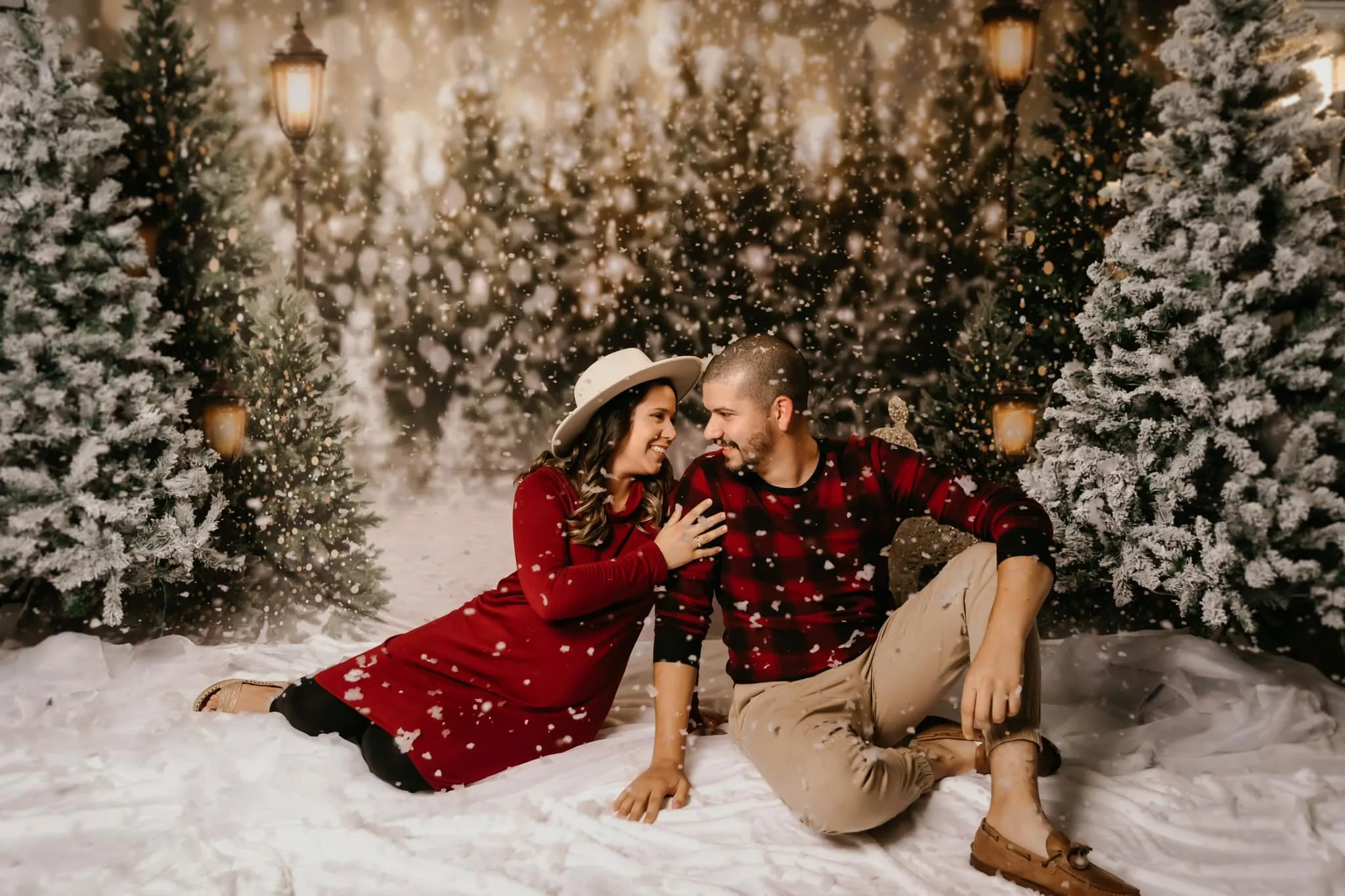Kate Christmas Snow Forest Lights Backdrop for Photography