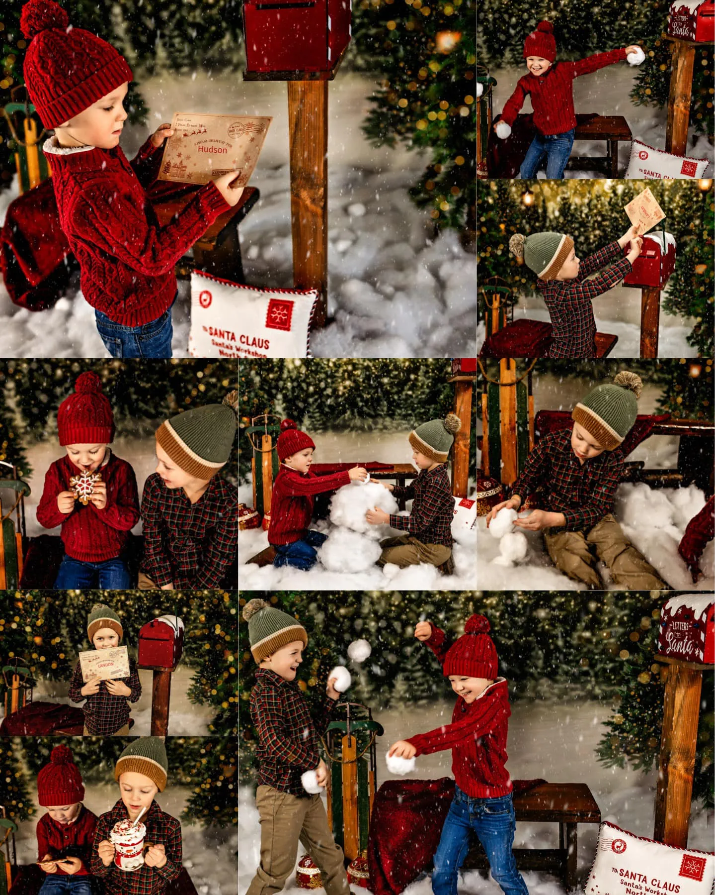 Kate Christmas Snow Forest Lights Backdrop for Photography