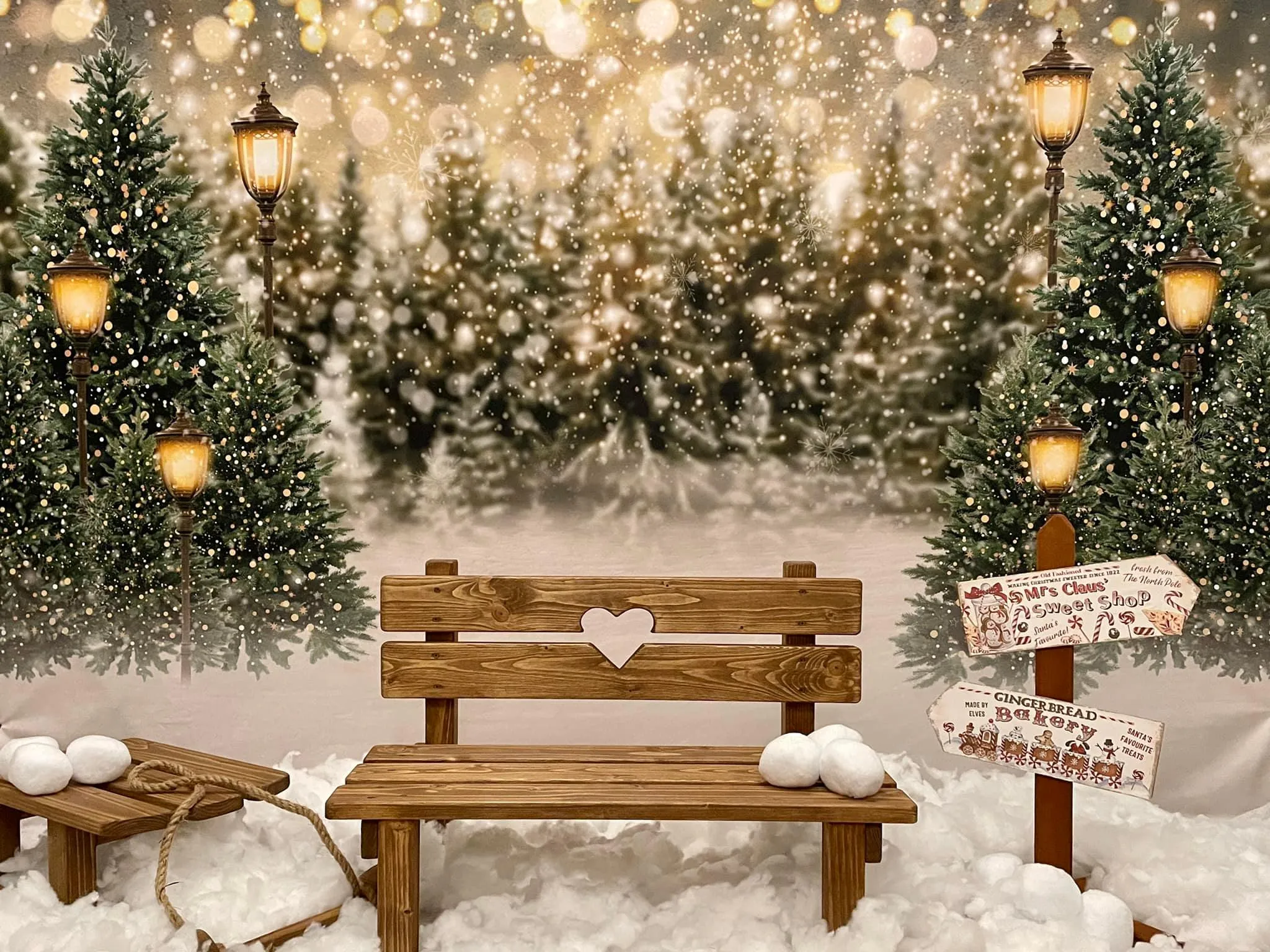 Kate Christmas Snow Forest Lights Backdrop for Photography