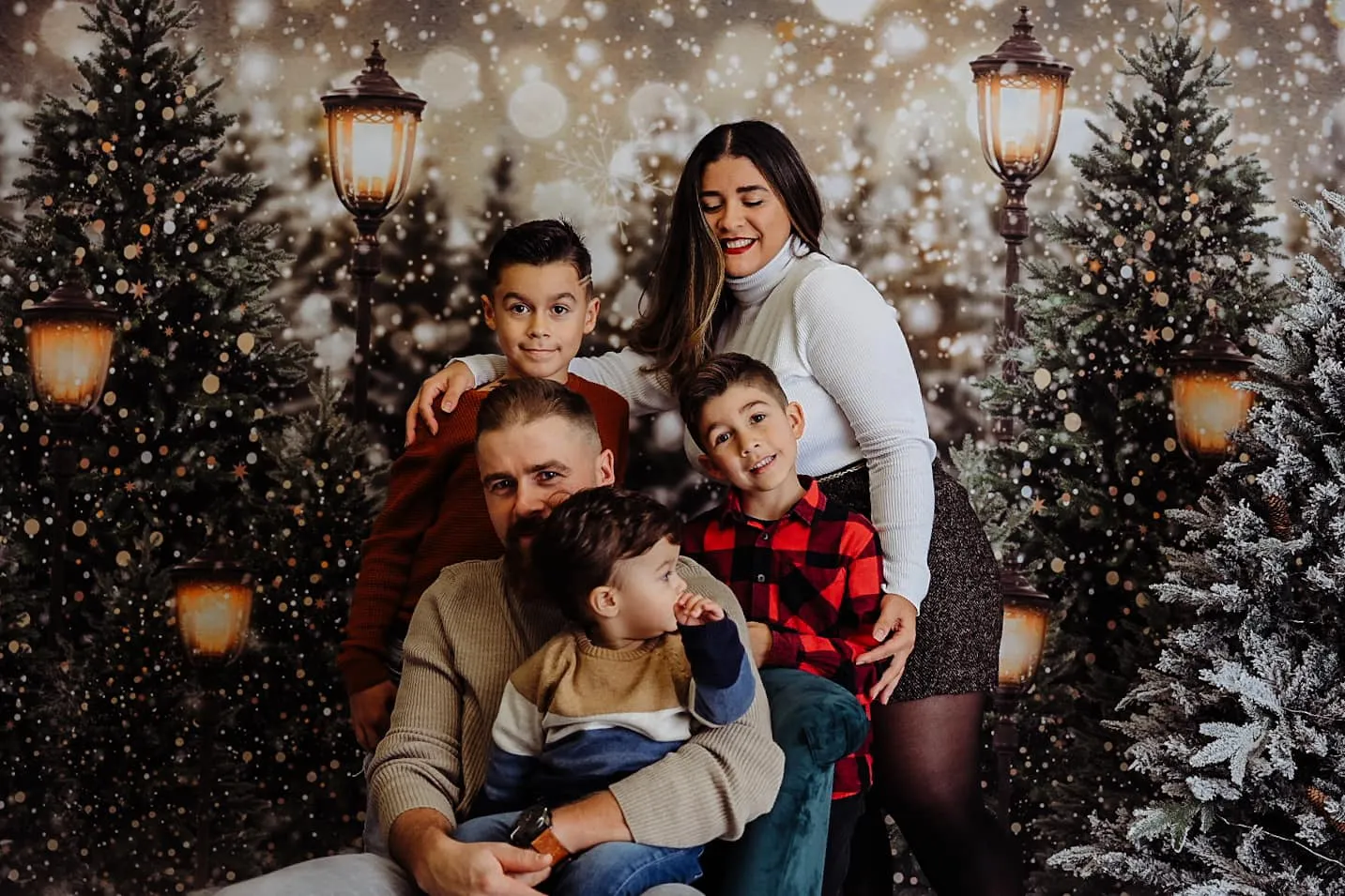 Kate Christmas Snow Forest Lights Backdrop for Photography