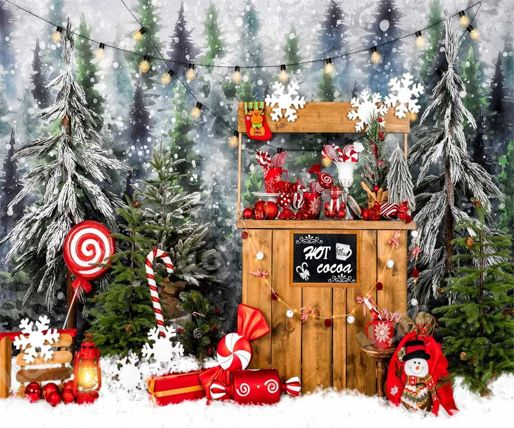 Kate Christmas Snow Hot Cocoa Candy Backdrop Designed by Emetselch