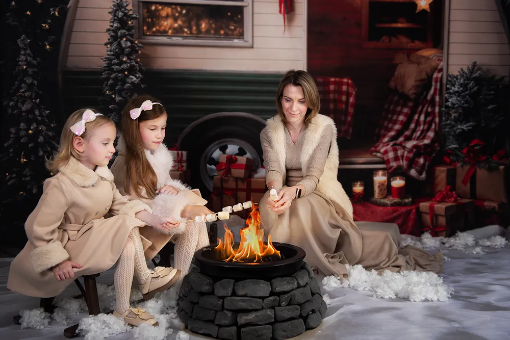 Kate Christmas Snow Night Camping Car Backdrop Designed by Emetselch