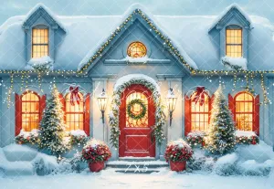 Kate Christmas Snow White House Evening Backdrop Designed by Emetselch