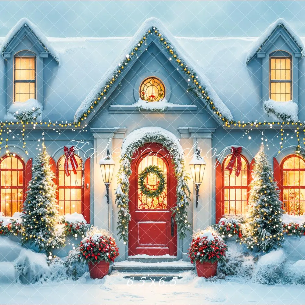 Kate Christmas Snow White House Evening Backdrop Designed by Emetselch