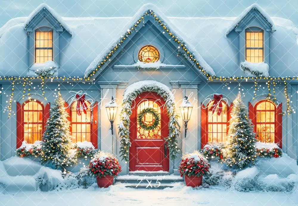 Kate Christmas Snow White House Evening Backdrop Designed by Emetselch
