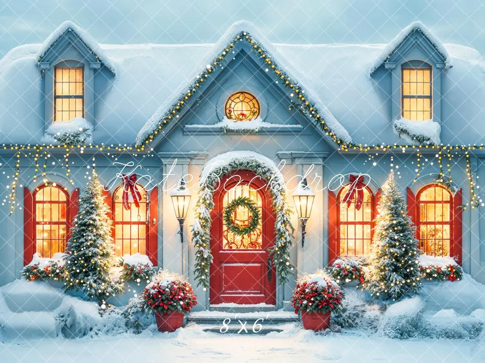Kate Christmas Snow White House Evening Backdrop Designed by Emetselch