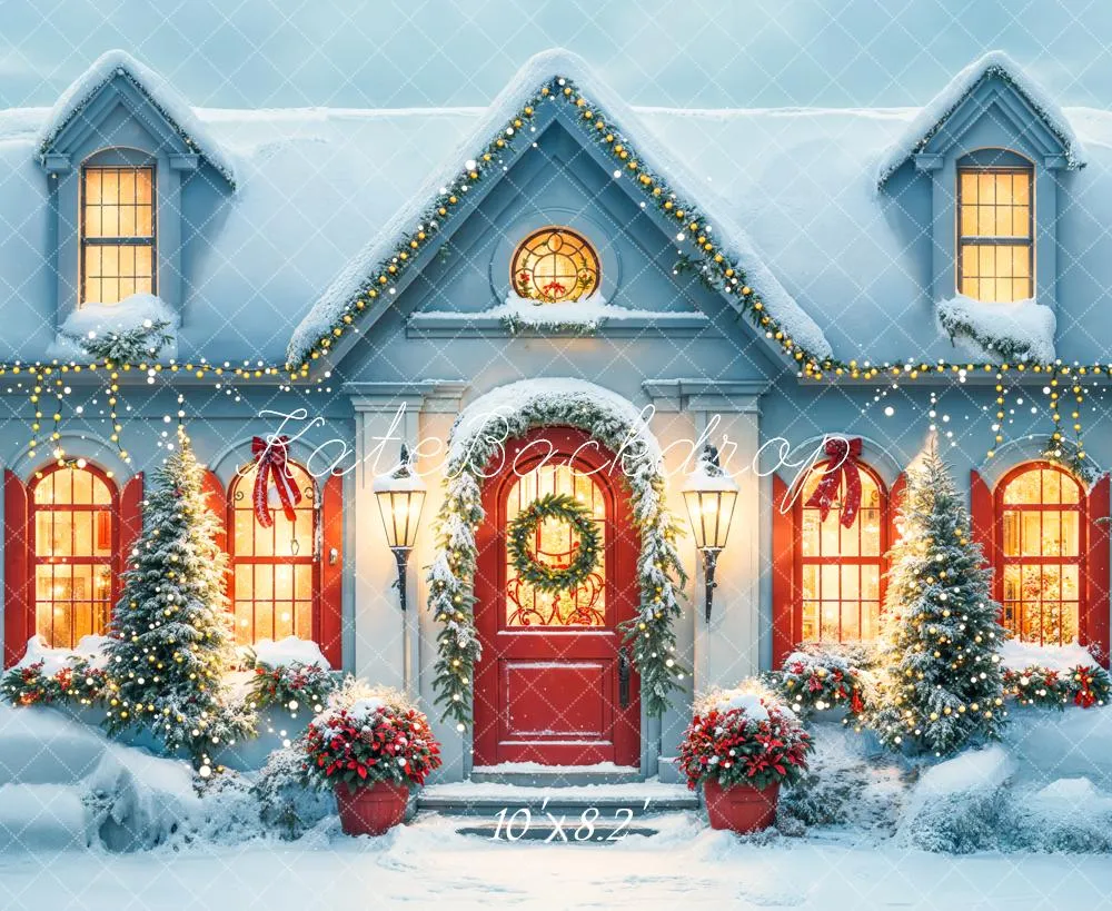Kate Christmas Snow White House Evening Backdrop Designed by Emetselch